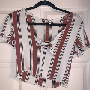 Orange and White Striped Crop Top